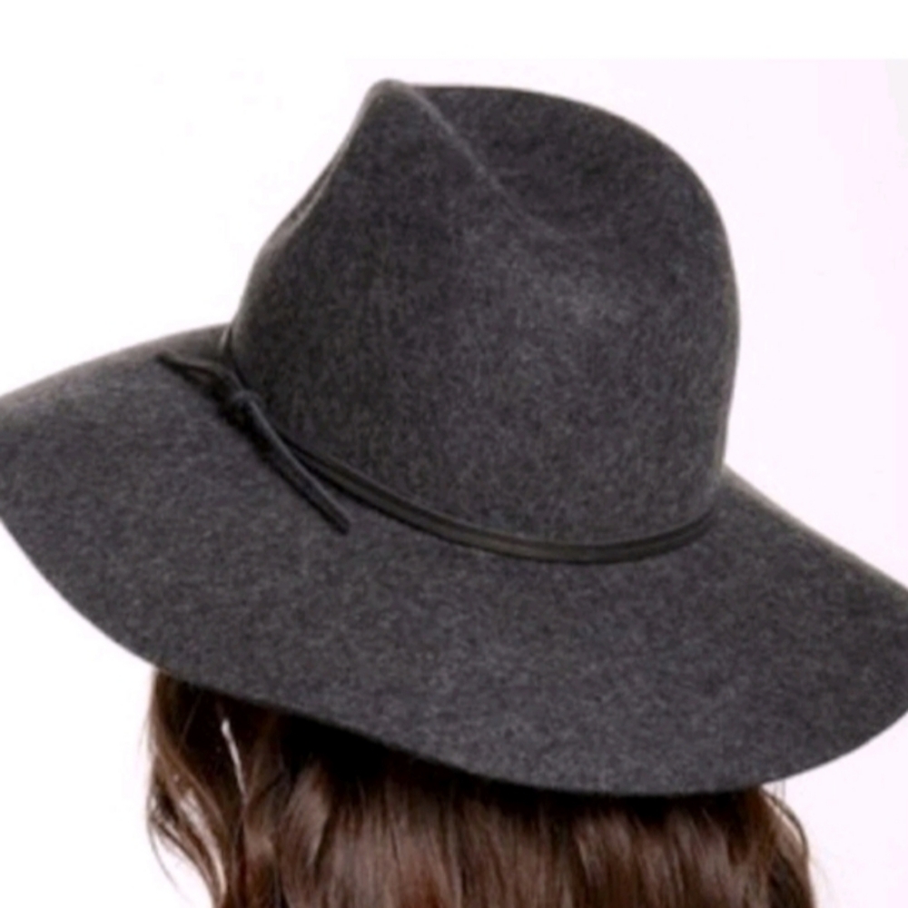 NEW  PHENIX 100% Wool Charcoal Gray Wide Brim Fedora Hat NWOT - Picture 1 of 7